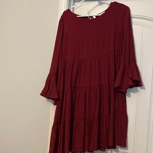 Large garnet Pink Lily tiered dress